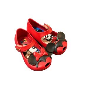 Mini Melissa Disney Baby Girl Kid Mary Janes II Size 5 Red Minnie Mickey Ears